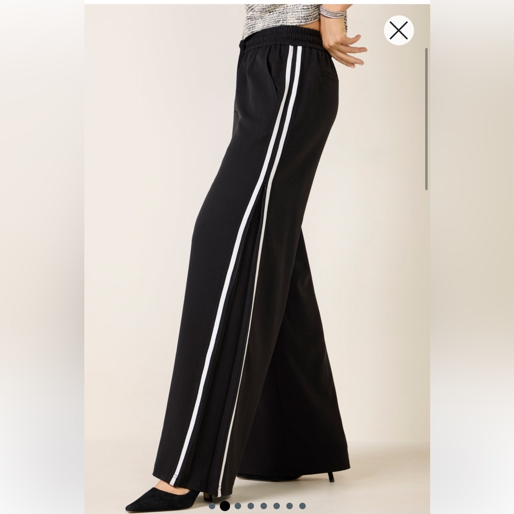 Evereve Tala Zip Track Pant - Black with White Stripe and side zip - Picture 2 of 6